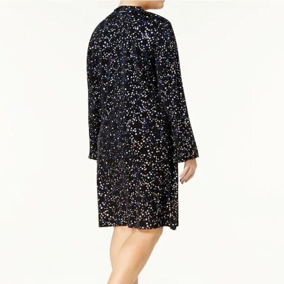 Michael Michael Kors Metallic Star Print Sheath Dress Plus Women OX Black Blue - Picture 2 of 10